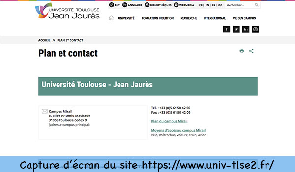 Adresse mail de l'université Toulouse Jean Jaurès