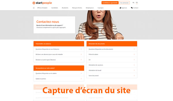Envoyer un mail au service client Start People Belgique via le formulaire de contact en ligne